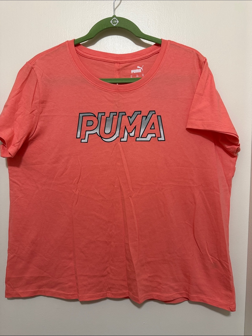 PUMA Coral Pink Logo Tee with Back Cut-Out